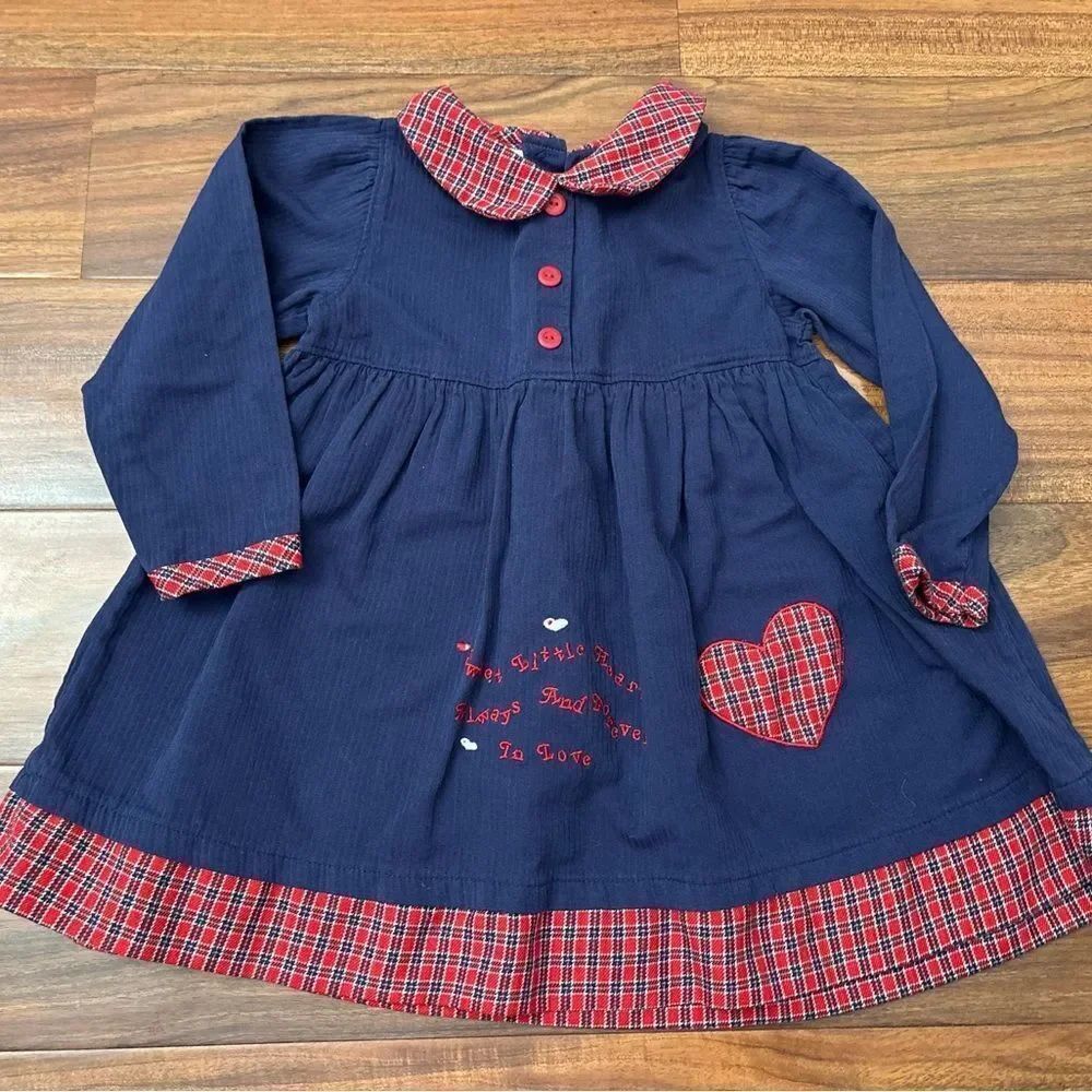 Okie Dokie vintage navy embroidered long sleeve dress